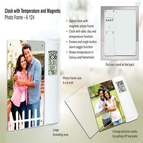 Meenamart Table Photo Frame with Digital Clock & Temperature for Table
