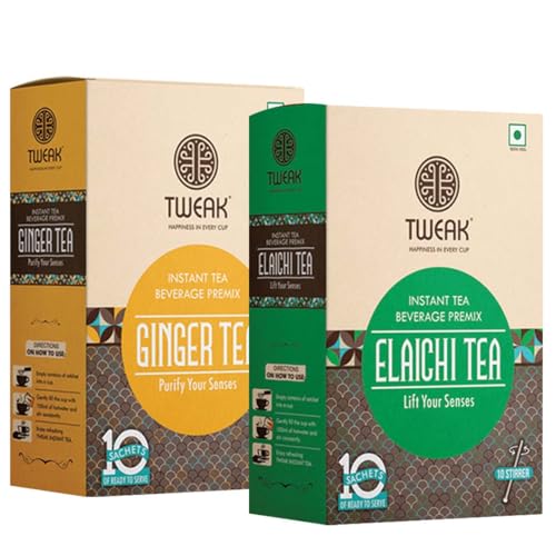 Image of TWEAK Instant Premixes Sachet Combo (20 Sachets) | Ginger + Elaichi | Ready Mix Drink | (16g x 10 Sachets in One Pack) (Pack of 2)