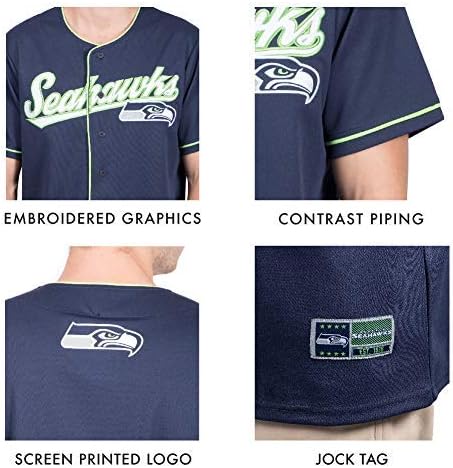 Ultra Game NFL Mens Game Day Button Down Baseball Mesh Jersey Shirt
