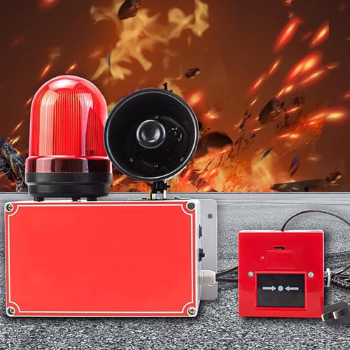 Alarma de Incendios inalámbrica con Sonido e iluminación, Funcionamiento inmediato, Alcance de 25 a 100 m, Sirena de 120 dB, sin Necesidad de cableado for fábricas y Obras.