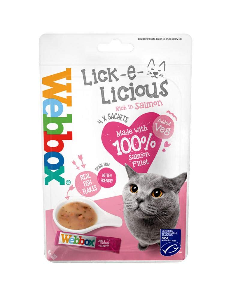 Webbox Lick-E-Licious Rich In Salmon 4 x Sachets (Salmon, 12 x (4 x 20g Sachets))
