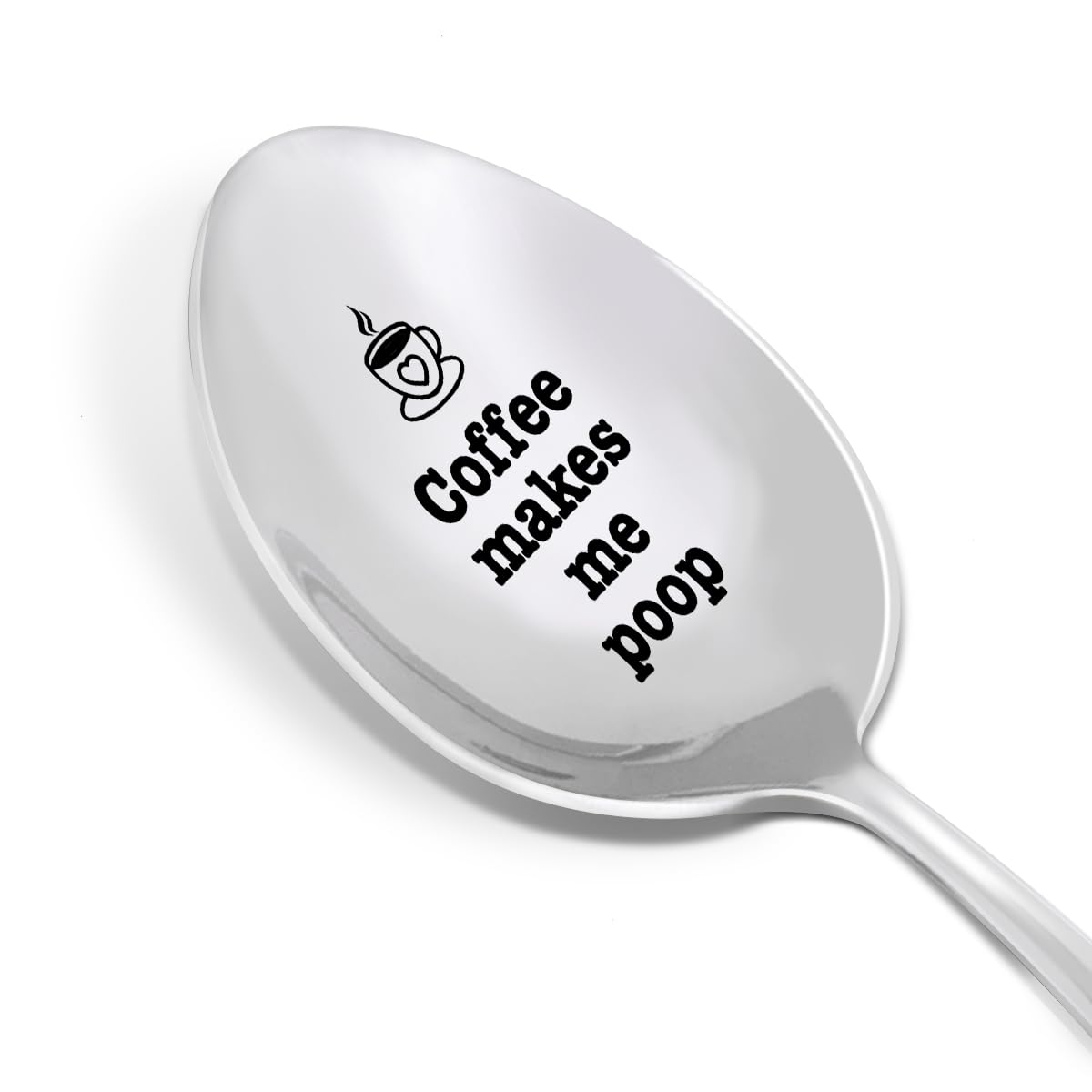 Funny Coffee Lover Spoon Gift for Women Men, Birthday Christmas Gift for Coffee Lover Friend Coworker Mom Dad, Engraved Coffee Spoons Stainless Steel, Coffee Makes Me Poop