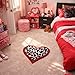 Fttoyoly Y2K Red Cheetah Print Rug, 24 Inch Heart Shaped Soft Plush Small Rug with Non Slip Backing, Downtown Girl Room Decor for Bedroom, Dorm and Vanity