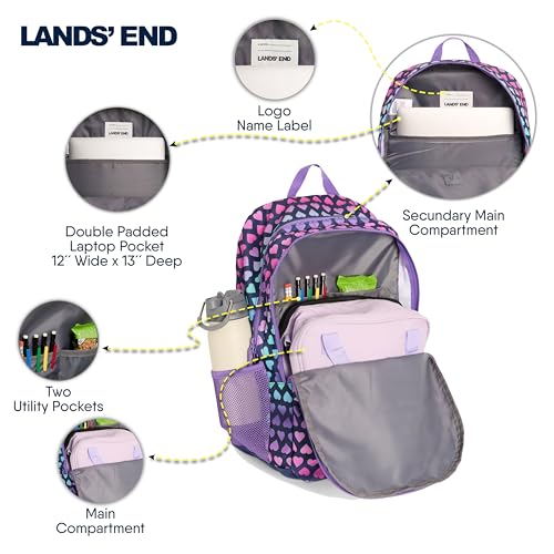 Image of Lands' End Unisex Kids Large ClassMate Lightweight Durable Elementary School Backpack, Rose Violet