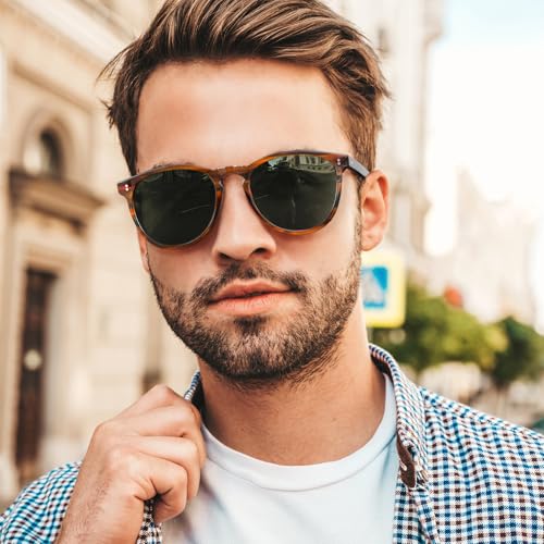 CARFIA Acetate Polarized Sunglasses for Men Trendy Retro Sun Glasses CA23072
