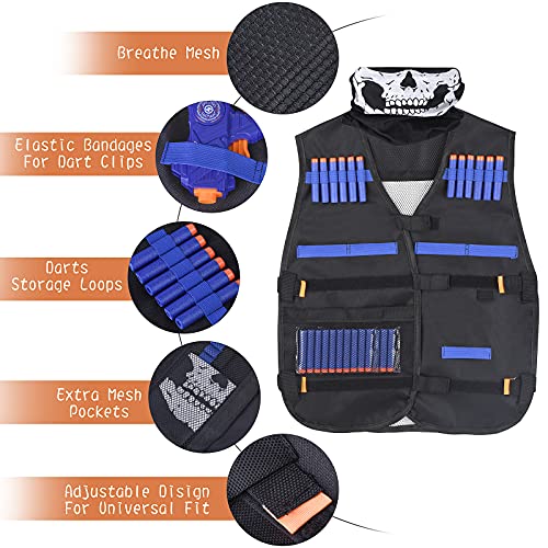 FOR21JOYS Cible électrique avec Gilet Tactique,1 Fusil pour Enfant et 20 fléchettes Set d'accessoires Nerf,Cadeaux d'anniversaire Jouets pour 6 7 8 9 10 Ans Enfants Garçon – Image 4