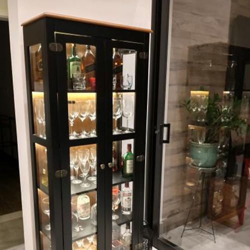 Cristaleira de Madeira Maciça 2 portas - Preto