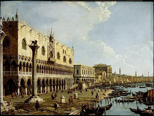 Cuadro del río Degli Schiavosni por Canaletto, lienzo decorativo de 60x90cm para salones