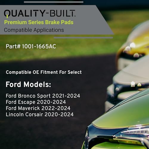 Image of QUALITY-BUILT Rear Ceramic Brake Pads, Premium 1001-1665AC, Compatible with 2020-2024 Ford /Lincoln (Bronco Sport,Corsair,Escape,Maverick)