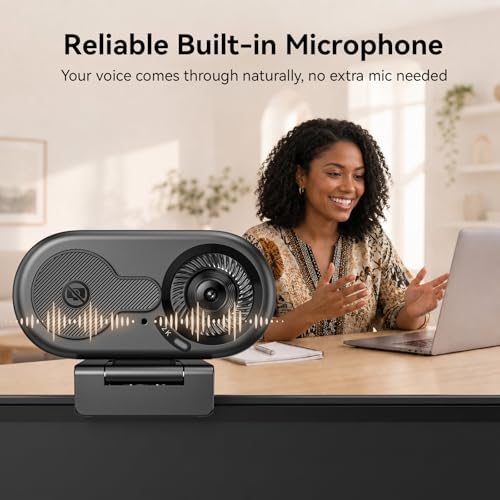 Image of EMEET C100 2K Webcam for PC, Built-in Mic, Rotating Privacy Cover, Portable Metal Clip, Computer Camera for Home Office, Meetings, Learning, Streaming, External Webcam for Desktop, Laptop, PC USB-A