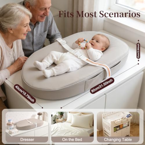 Huggynest Baby Changing Pad, Waterproof Vegan Leather Wipeable,Gray - 1