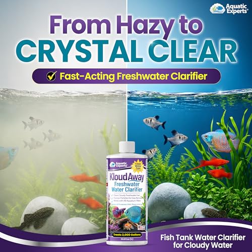 Image of KloudAway Aquarium Water Clarifier - Clears Cloudy Water in Freshwater Fish Tanks, 1 Liter, Made in USA, Aquatic Experts