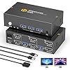 Conmutador KVM HDMI de 8 K, 2 monitores, 2 computadoras, 8K a 60 HZ, USB3.0, conmutadores KVM para 2 PC/portátiles, teclado de mouse compartido y 2 pantallas, con 2 cables/controlador USB, adaptativo