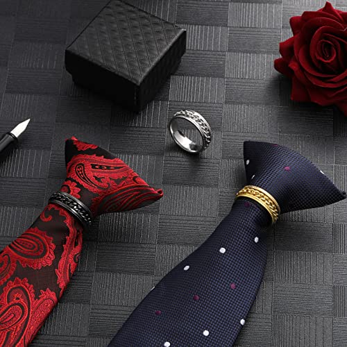 3 Pcs Men's Tie Ring Tie Clasp 1 In Tie Rings for Neck Ties Solid Tie Tacks Accessories with Box for Wedding Jewelry Gift (Chain Style)4