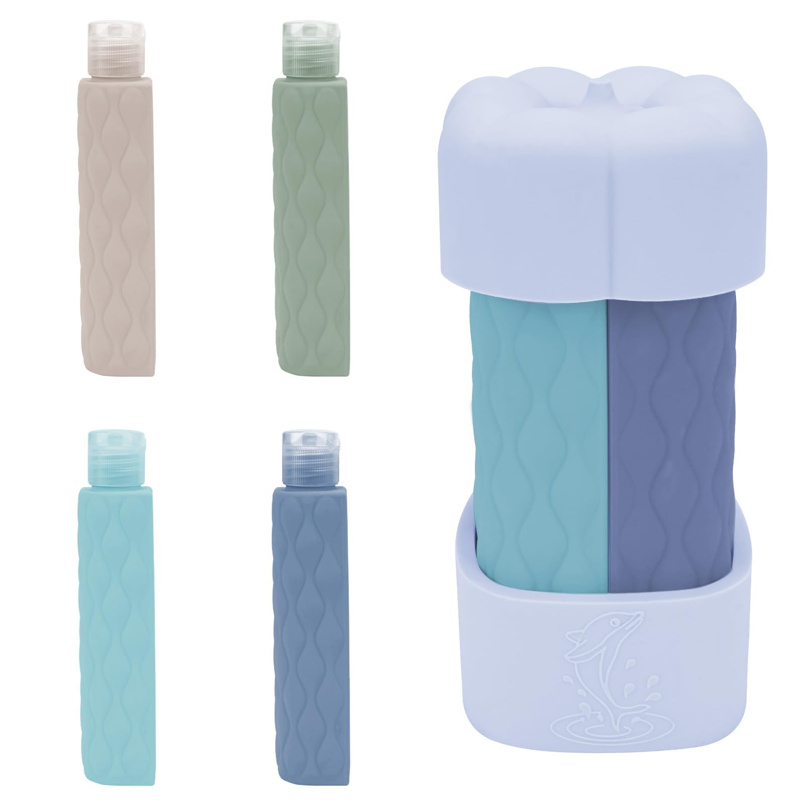 ReignSword 4 in 1 Travel Bottles for Toiletries TSA Approved Silicone Travel Containers