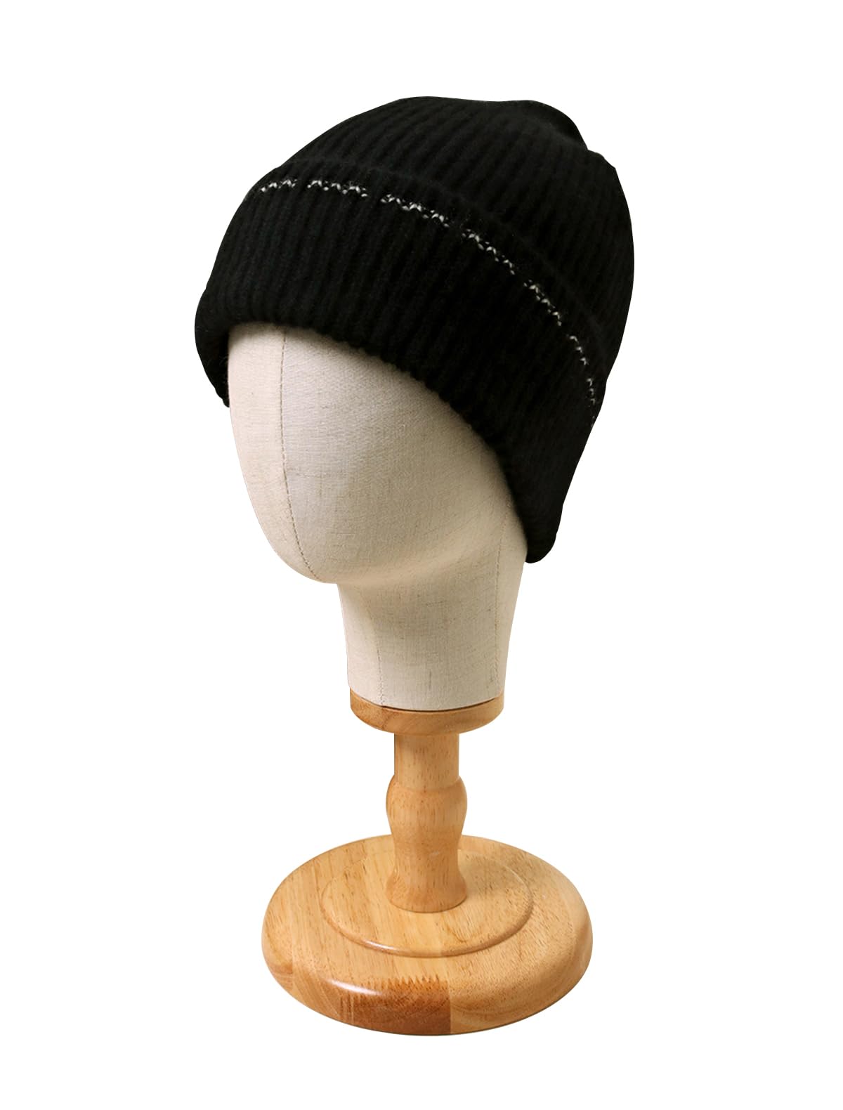 100% Kaschmir Cuffed Beanie Mütze für Damen Herren, Weiche Warme Strickmütze mit Bündchen, Winddicht Winterhüte Gestrickt Skull Cap, Unisex Outdoor Sportmütze zum Laufen Ski, Winter Geschenk Black F