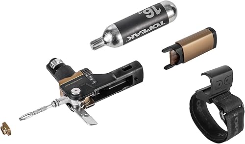 Miniatura 4 de Topeak Tubi Master+, kit compacto de reparación de neumáticos sin cámara con herramienta de enchufe de 0.138 in, tapones, inflador de CO2, un