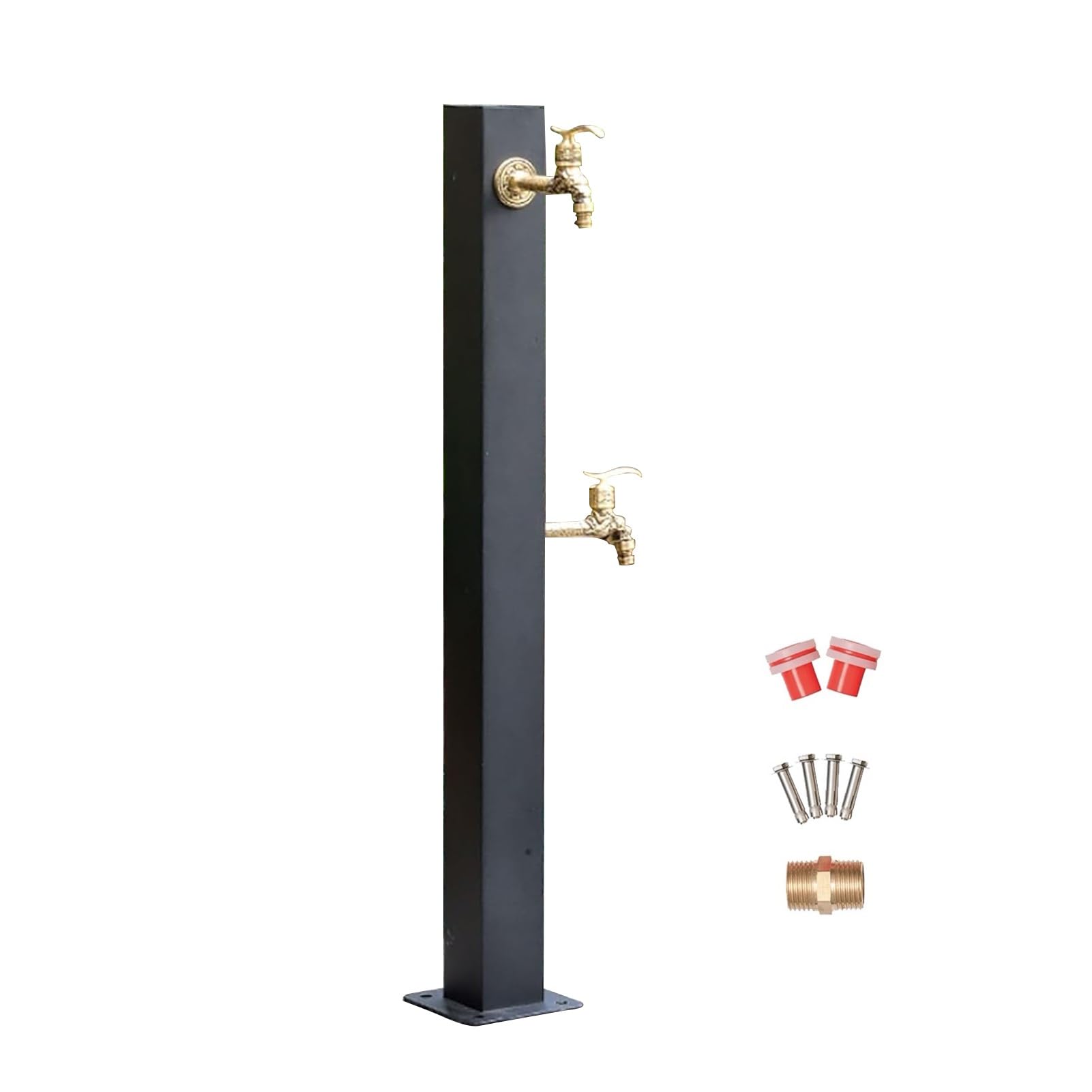Colonne d'eau de Jardin carrée Verticale, Colonne d'eau antigel extérieure avec 2 robinets, Distributeur d'eau, 2 Options d'entrée d'eau pour l'irrigation