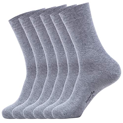 Image of Mens Classic Cotton Dress Socks Thin Lightweight for Office Business Non-binding Comfortable Casual Crew Socks Black 6 Pack