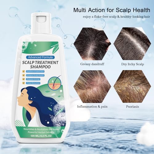 Anti Schuppen Shampoo Herren/Frauen,Teebaumöl Pilz Shampoo mit Natürliche Kräuterextrakte,Wirksame Linderung von Schuppenflechte Kopfhaut,Fettige Schuppen,Trockene Juckende Kopfhaut,Entzündungen 120ml