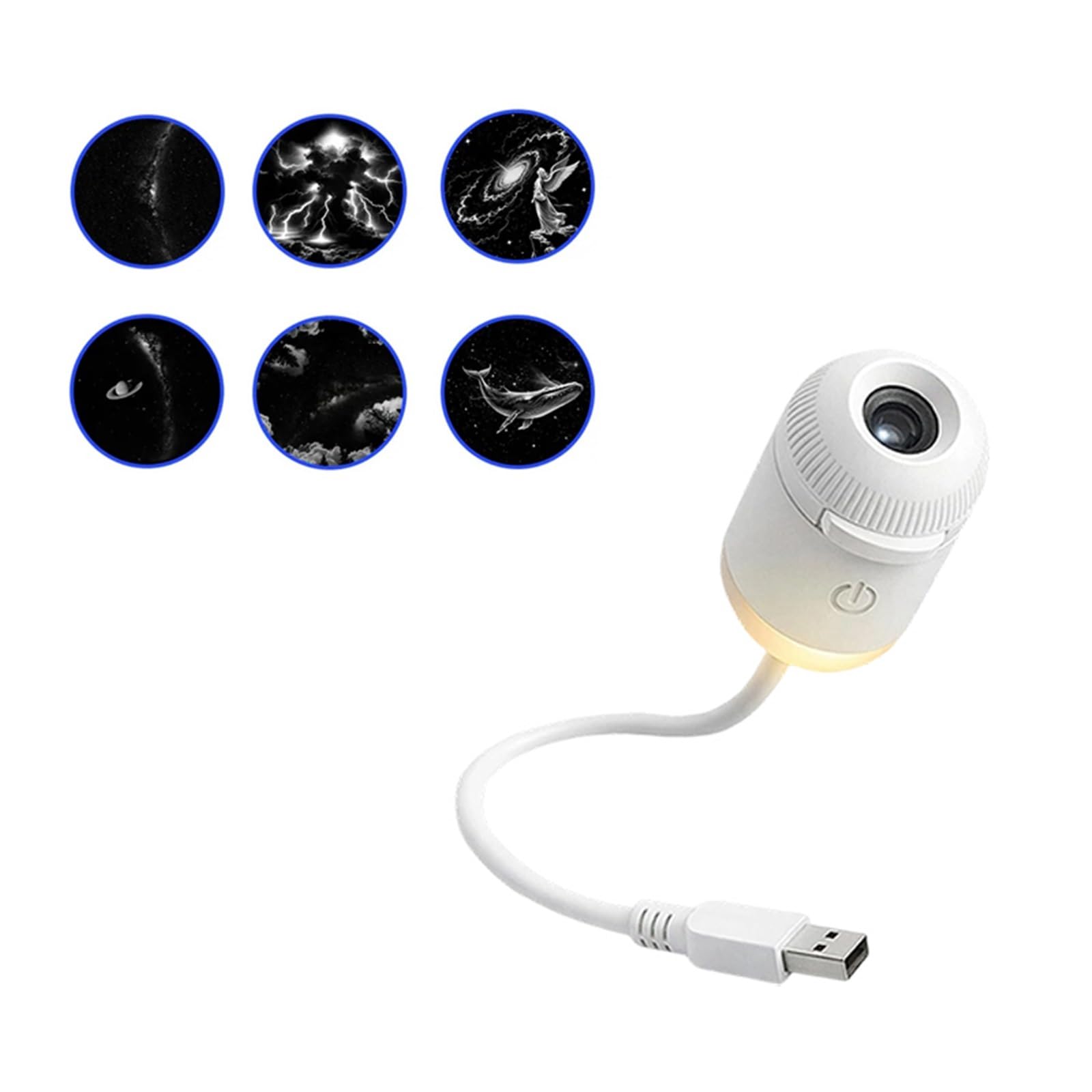 Mini proyector de estrellas galaxia 2 en 1, luz nocturna, proyector de cielo estrellado giratorio de 360° con películas personalizables(6pcs Films)
