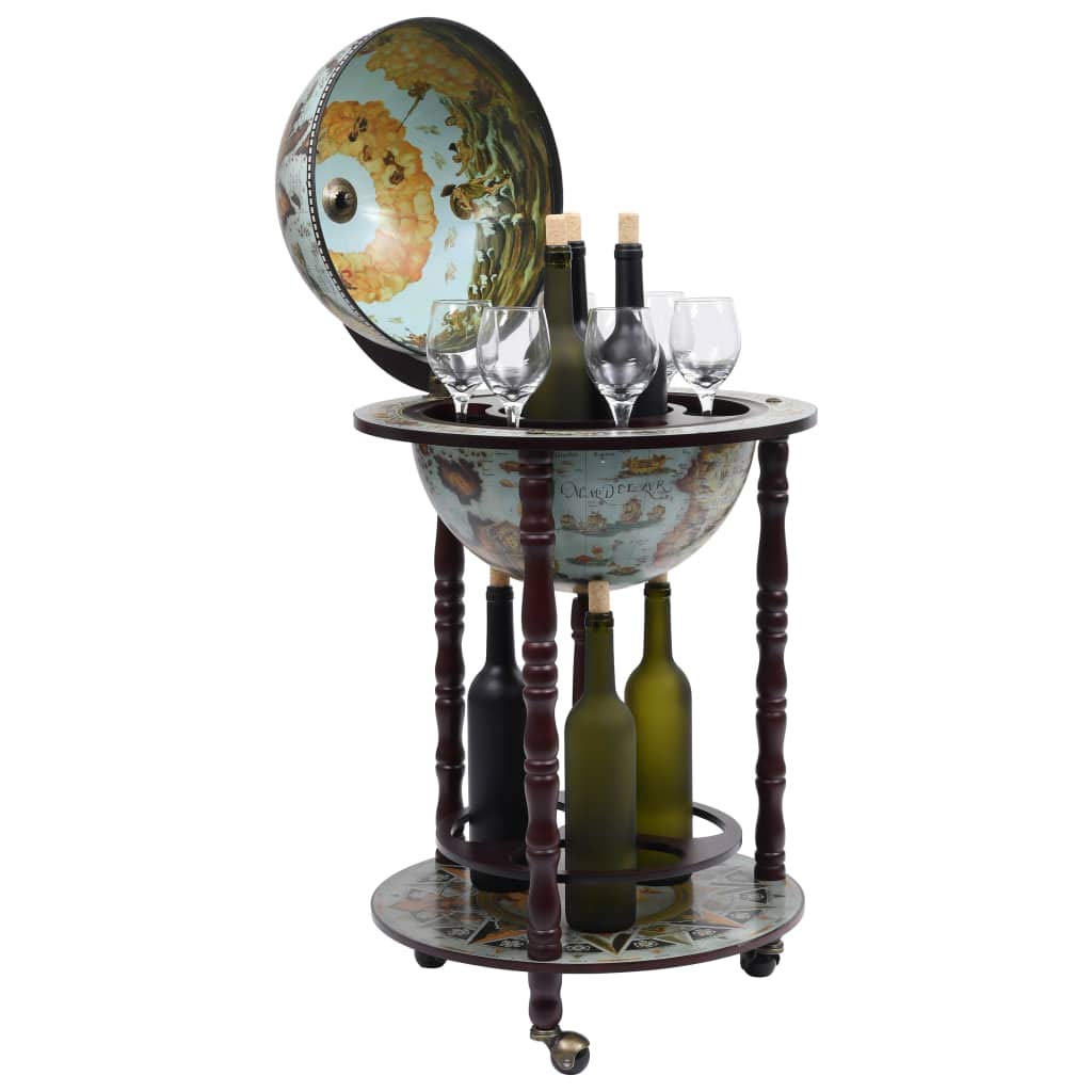 Minibar, diseño de Globo terráqueo Mueble Bar de Bola del Mundo Madera de eucalipto Azul