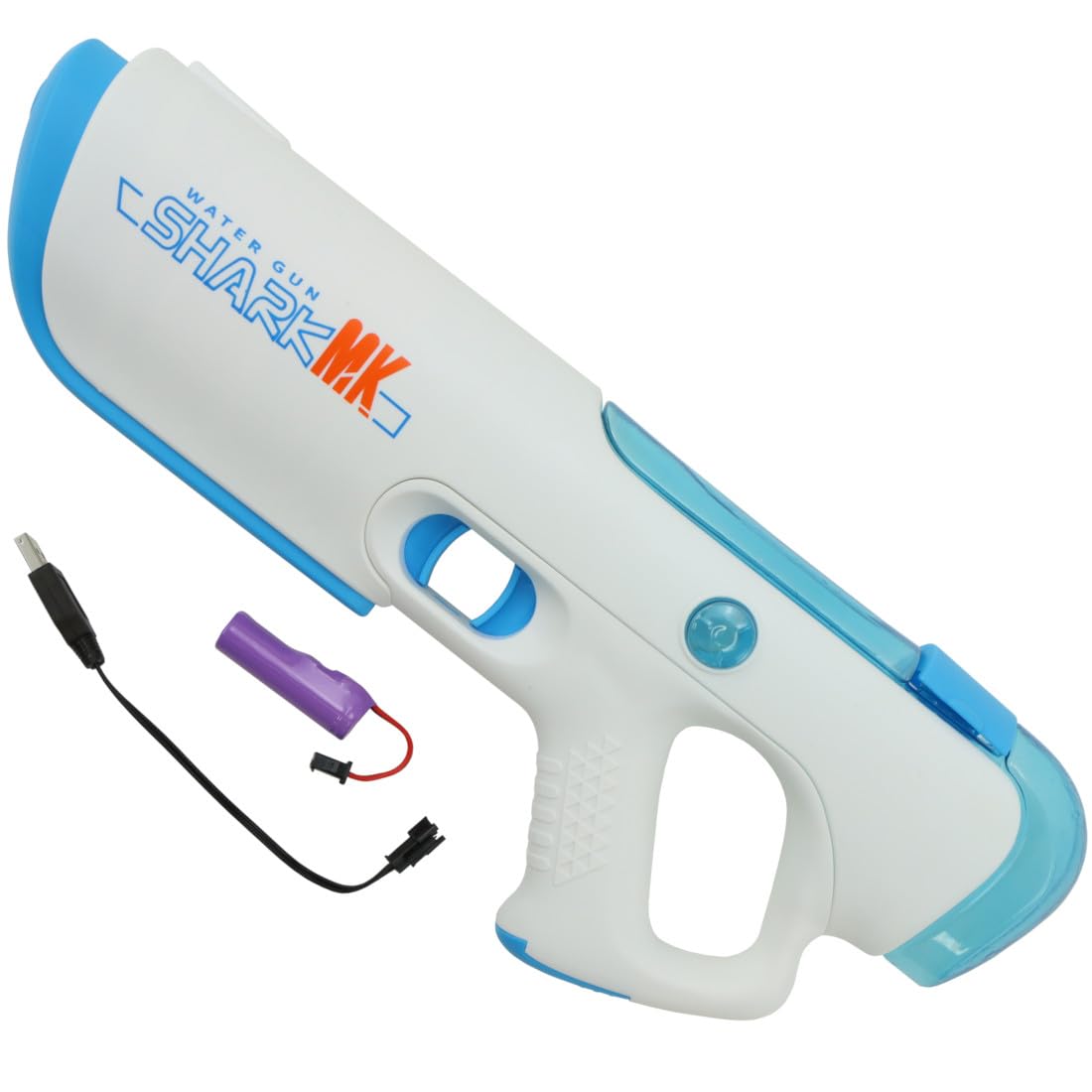 Shark MK Pistola ad Acqua Elettrica per Bambini, Ricaricabile USB, 39x15 cm, Bianco e Blu