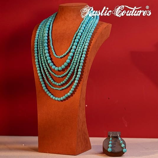 Image of Montana West Turquoise Necklace & Dangle Earring Jewelry Set for Women
