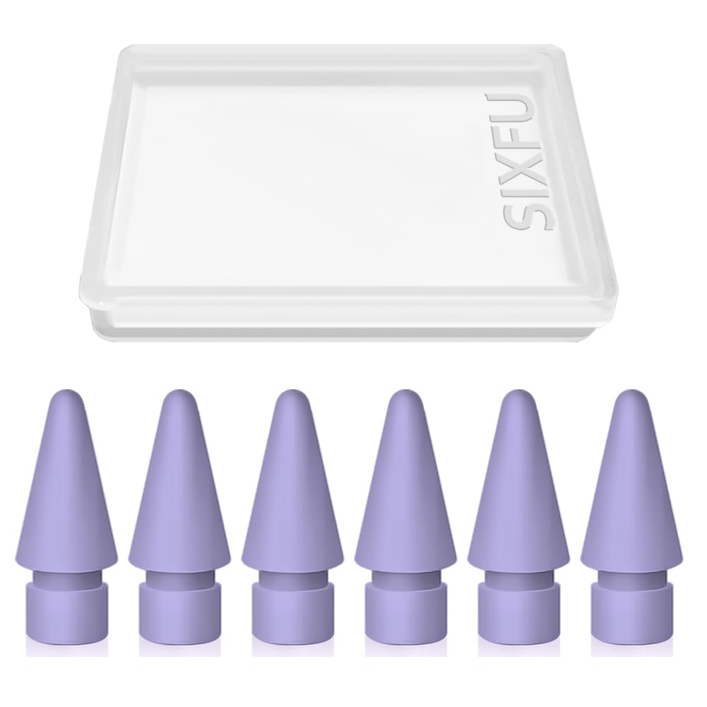 6 Pack Tips for Apple Pencil tip, Apple Pen Tip Compatible with iPad Pencil Tip with Cover Case for Apple Pencil Pro/USB-C/ 1st Gen/ 2nd Generation iPencil(Purple)-image-5