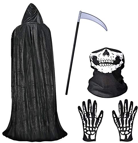 Guanti Scheletro Luminoso Maschera Costume Mietitore Halloween GUOYOU