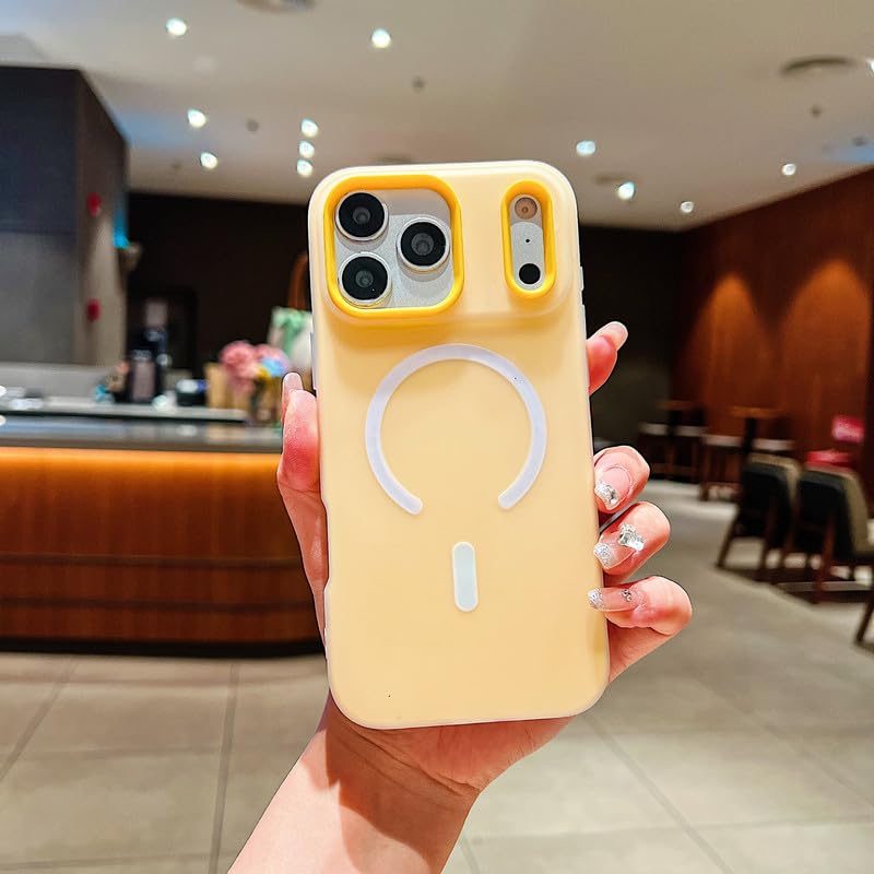 Image of LuxuryKase Magnetic Silicone Candy Case for iPhone 17 Pro | MagSafe Compatible | Slim Protective Case | Lightweight & Flexible | Wireless Charging | Soft Matte Finish - Yellow