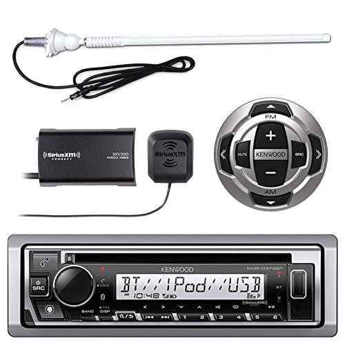 Kenwood KMR-D368BT MP3/USB/AUX Marine Boat Yacht Stereo Receiver CD Player Bundle Combo