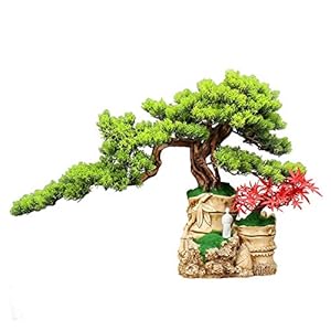 Kunstmatige bonsaiboom Fake Tree Bonsai Tree Kunstmatige Bonsai Tree Faux-potplant met hars Gesneden pot – 17.7 inch…
