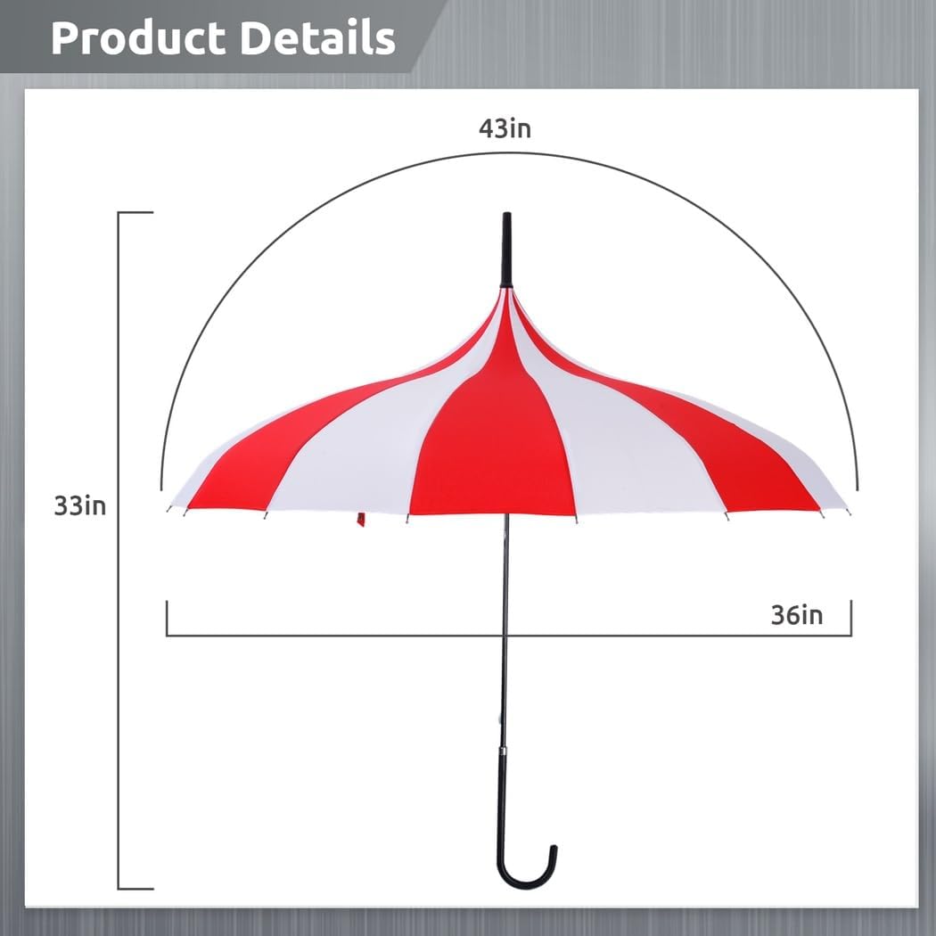 Pagoda Parasol Umbrella With Long Handle, Vintage Sun Umbrella For Photo Shoots, Stage Props, Travel And Rain Protection