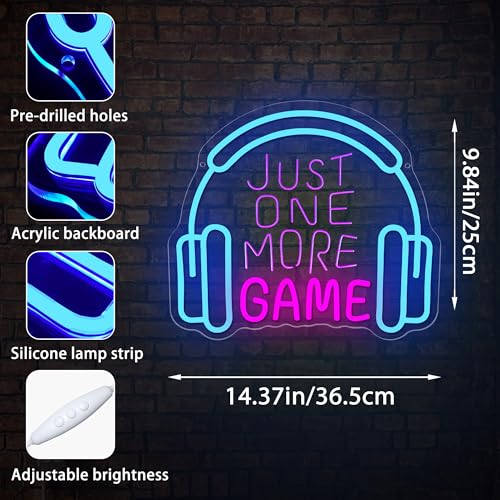 Image of Game Neon Signs for Wall Decor Gaming Lights Headset Game Room Decor Gaming LED Light Sign Dimmable Game Wall Decor for Boys Bedroom Party Video Gaming Gifts for Gamers Teens Size 13.8 * 12.2in(P030)