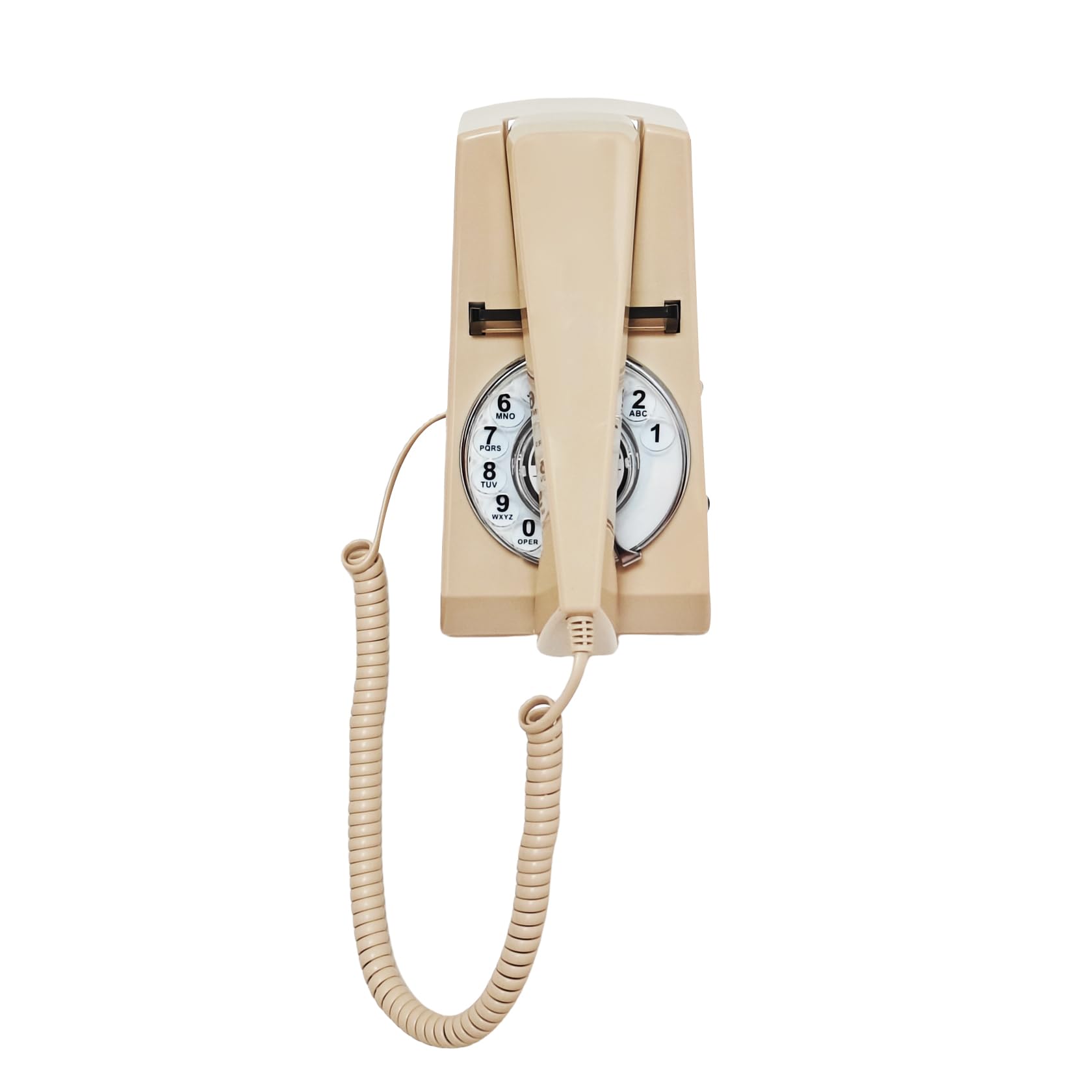 Corded Vintage Wall Phone, Ivory Wall-Mounted Landline Phones with Redial, Old Fahsion Rotary Dial Telephone Set for Home/Office/Hotel/School, Antique