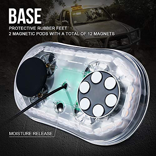 Xprite Amber COB LED Rooftop Strobe Beacon Lights Bar, Super Bright Warning Caution Snowplow Light 19 Flashing Patterns with Magnetic Base for Emergency Construction Vehicles Tow Trucks