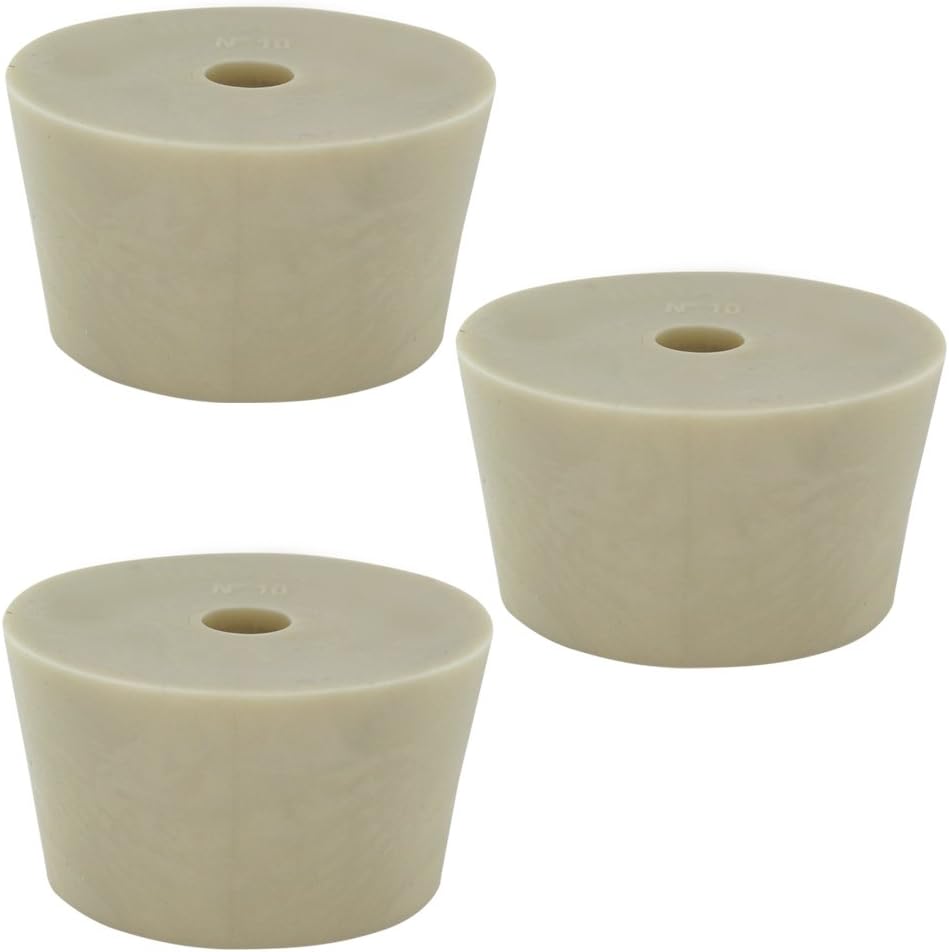 Drilled Rubber Stopper #10 Set of 3