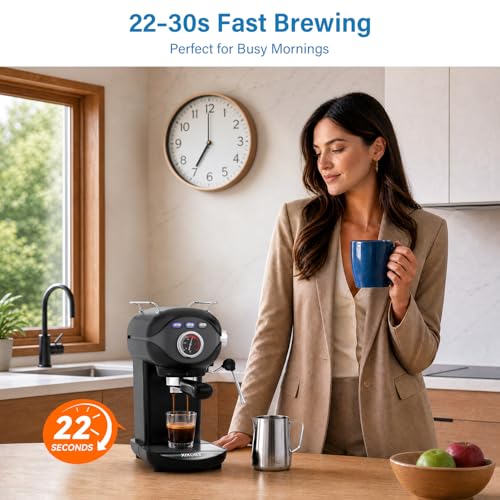 Image of XIXUBX Espresso Machine, 20Bar Compact Espresso Maker with Milk Frother, PID Temperature Control, Low Vibration Coffee Maker for Small Kitchen, Home, Brews Latte, Cappuccino