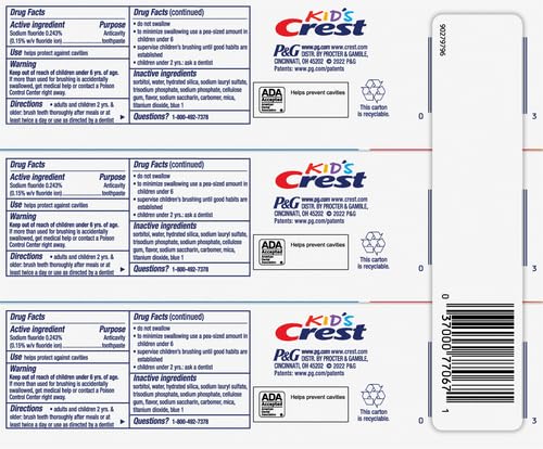 Image of Crest Kid's Cavity Protection Toothpaste, Crest KidsToothpaste, for Children and Toddlers 2+, Sparkle Fun, ToothpasteFor Kids, Packaging May Vary 4.6 Ounce (Pack of 12)