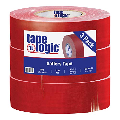 Image of Tape Logic (3 Pack) Multipurpose Red Gaffers Tape, 2 Inch x 60 Yards, Heavy Duty 11 Mil Thick - Easy Tear, Non-Reflective, Residue Free, Floor Marking and Social Distancing