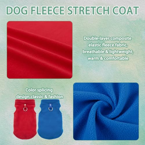 Hundepullover Kleine Hunde,2 Stück Hundepullover,mit D-Ring Hunde Pullover,Hundepulli für Kleine Hunde,Geeignet für Den Innen-und Außenbereich Im Herbst und Winter (Rot,Blau)