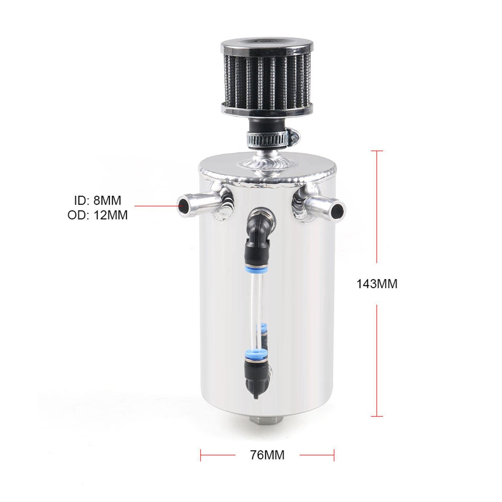 Oil Catch Tank Can con Filtro Traspirante Baffled Universale Serbatoio Olio Motore 500ml Alluminio Valvola Drenante Adatto Camion Engine