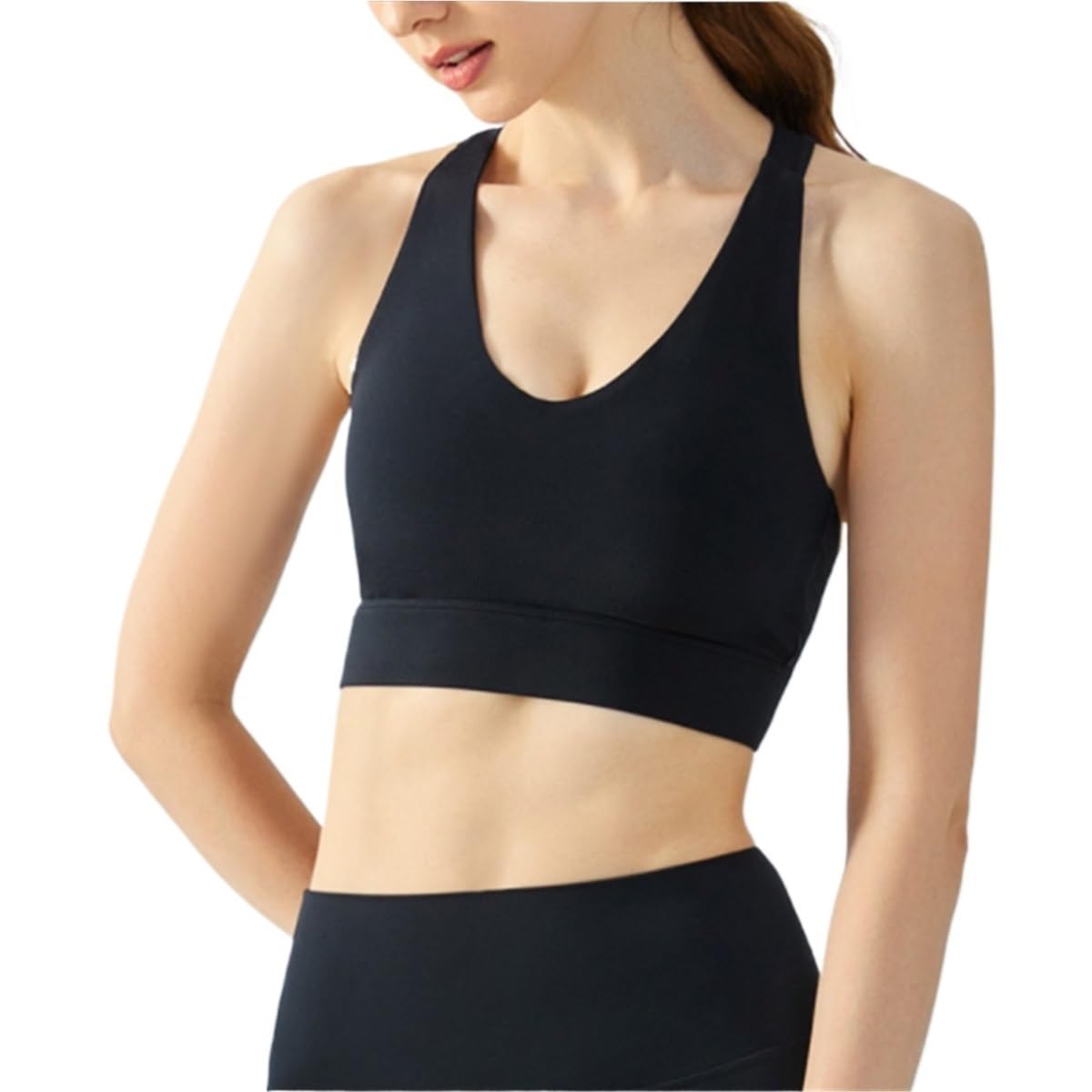 Biustonosz Sportowy Damski Biustonosz Sportowy Z Wyciętymi Plecami I Dekoltem W Kształcie Litery V Do Treningu Jogi Biustonosz Sportowy Damski(Black,Large)