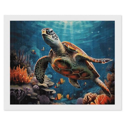 Peinture diamant 5D tortue de mer, coffret cadeau art créatif complet
