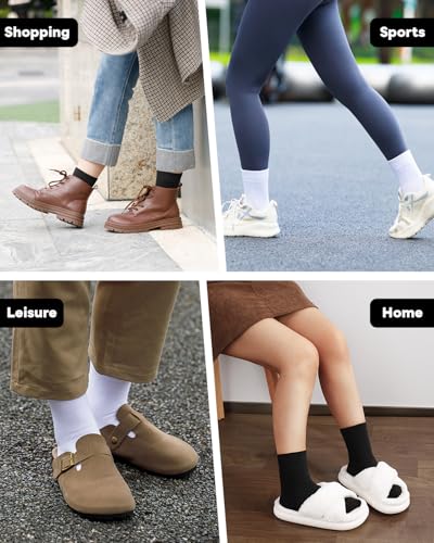 Image of IDEGG Women's Crew Socks Soft Cotton Athletic Running Casual Dress Socks Above Ankle Crew Socks