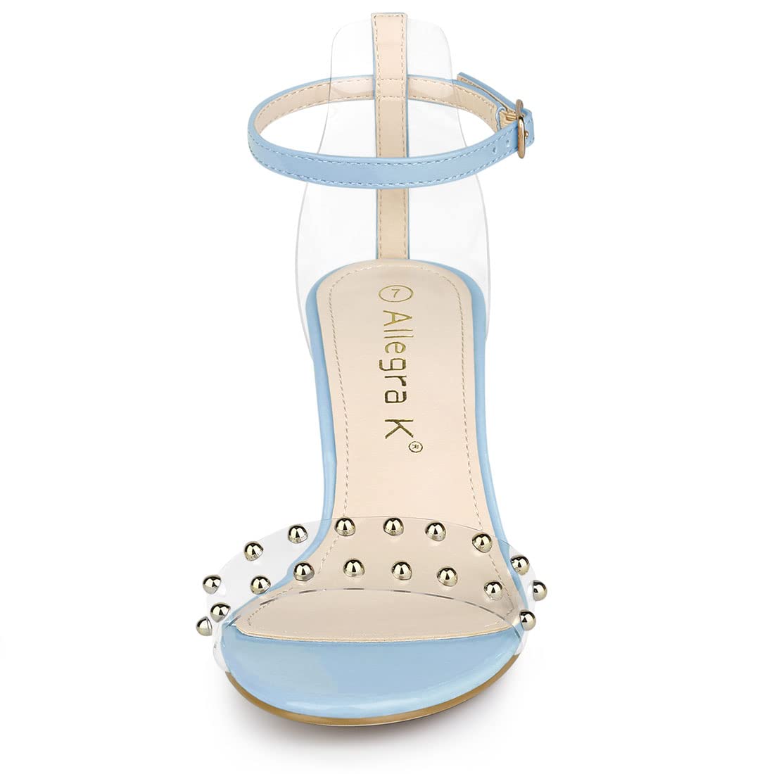 Allegra K Women's Clear Block Heel Ankle Strap Heeled Sandals
