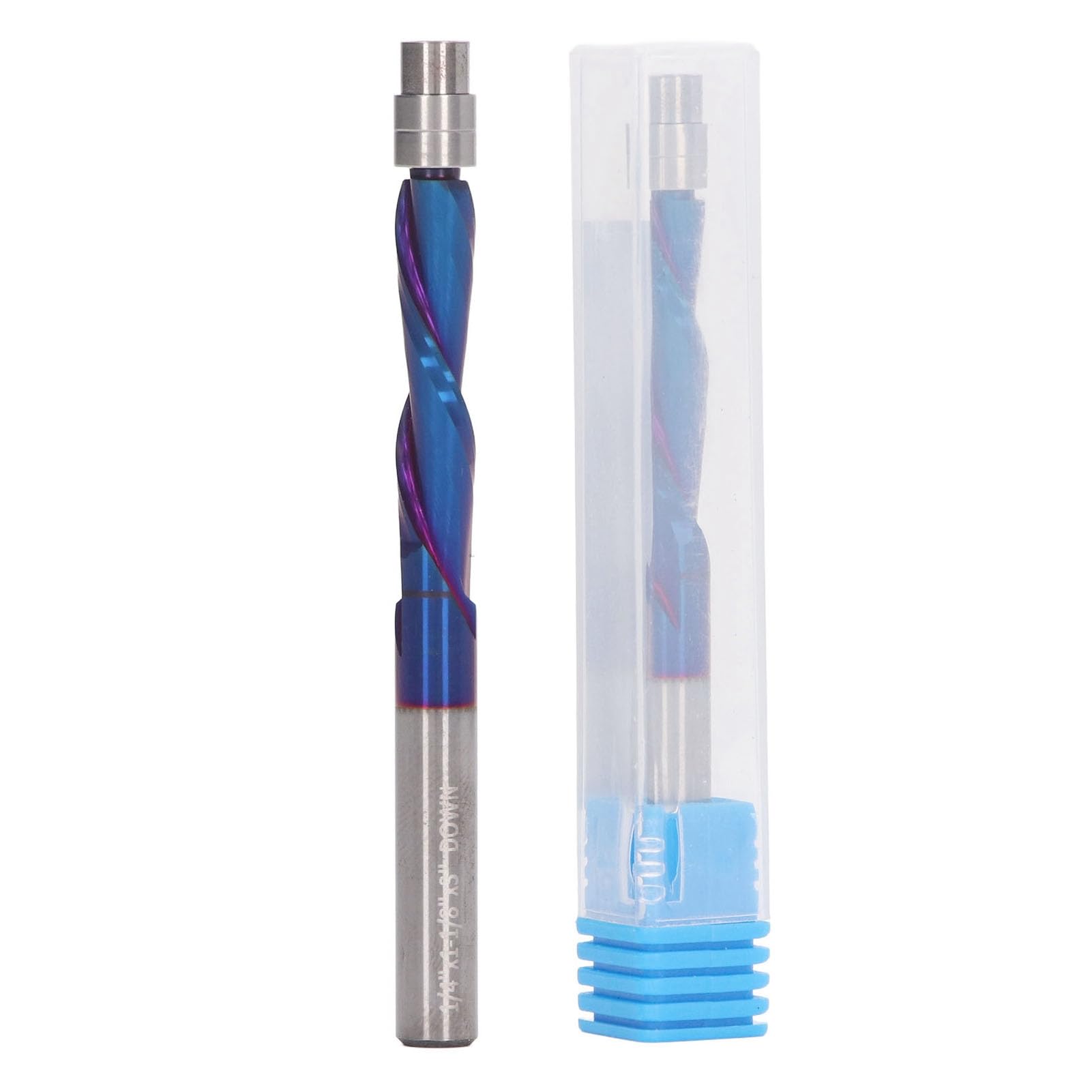 Respicefinem Flush Trim Bit Up Cutter CNC Spiral Milling Router 1/4 Shank Solid Caribide with Bearing Ideal for Pressing Plywood Oak MDF and Hardwood Processing Suitable for