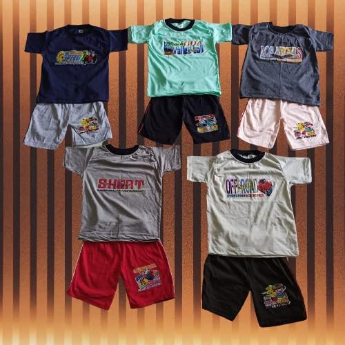 Image of Kids Tshirts and Trouser (Pack of 5)-Multicolor