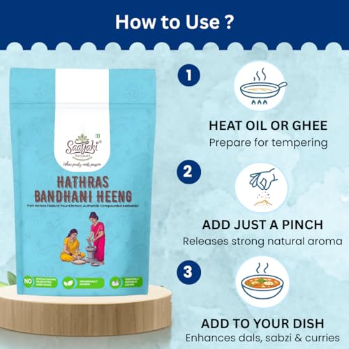 Image of Saatyaki Naturals Organic Hathras Bandhani Heeng Powder -50gm | Hing,hiing Kadak Heeng Tadka | Pure Compounded Asafoetida for Cooking | Aromatic Spice for Flavorful Dishes